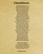 Cleanliness Poem by Charles Lamb, Typography Print