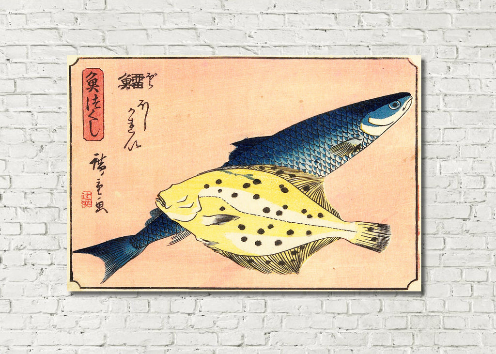 Fish Print Cod Halibut Andō Hiroshige, Japanese Art