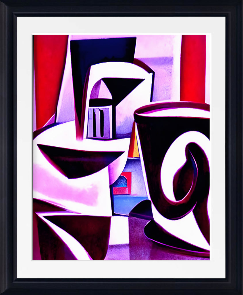 Coffee Cups, Abstract Print Framed Wall Art