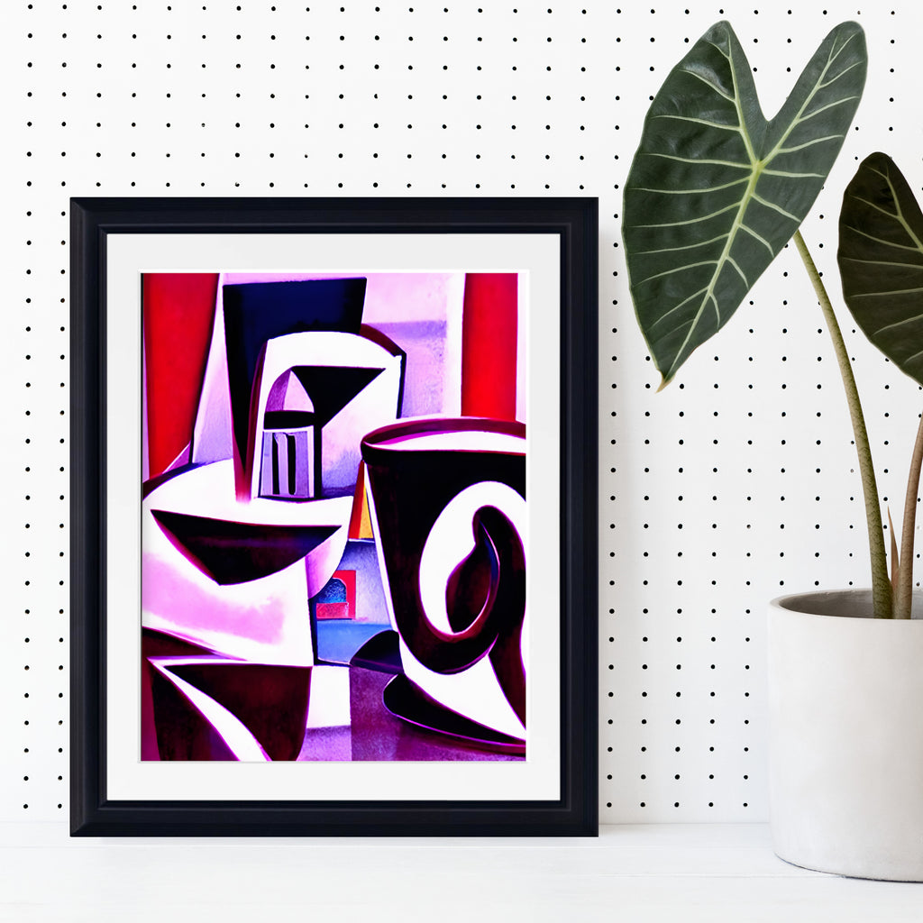 Coffee Cups, Abstract Print Framed Wall Art