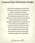 Composed Upon Westminster Bridge, Poem by William Wordsworth, Typography Print