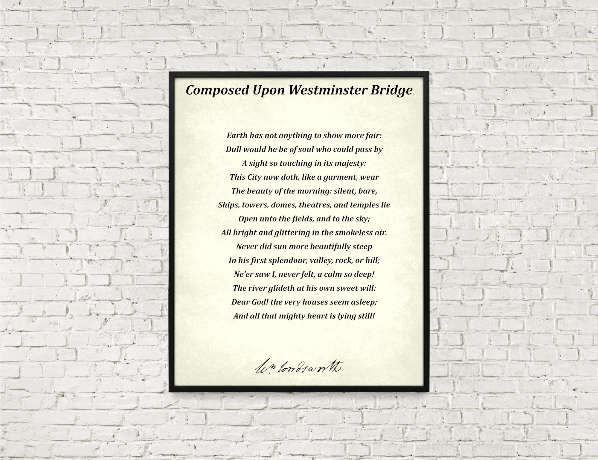 Composed Upon Westminster Bridge, Poem by William Wordsworth, Typography Print