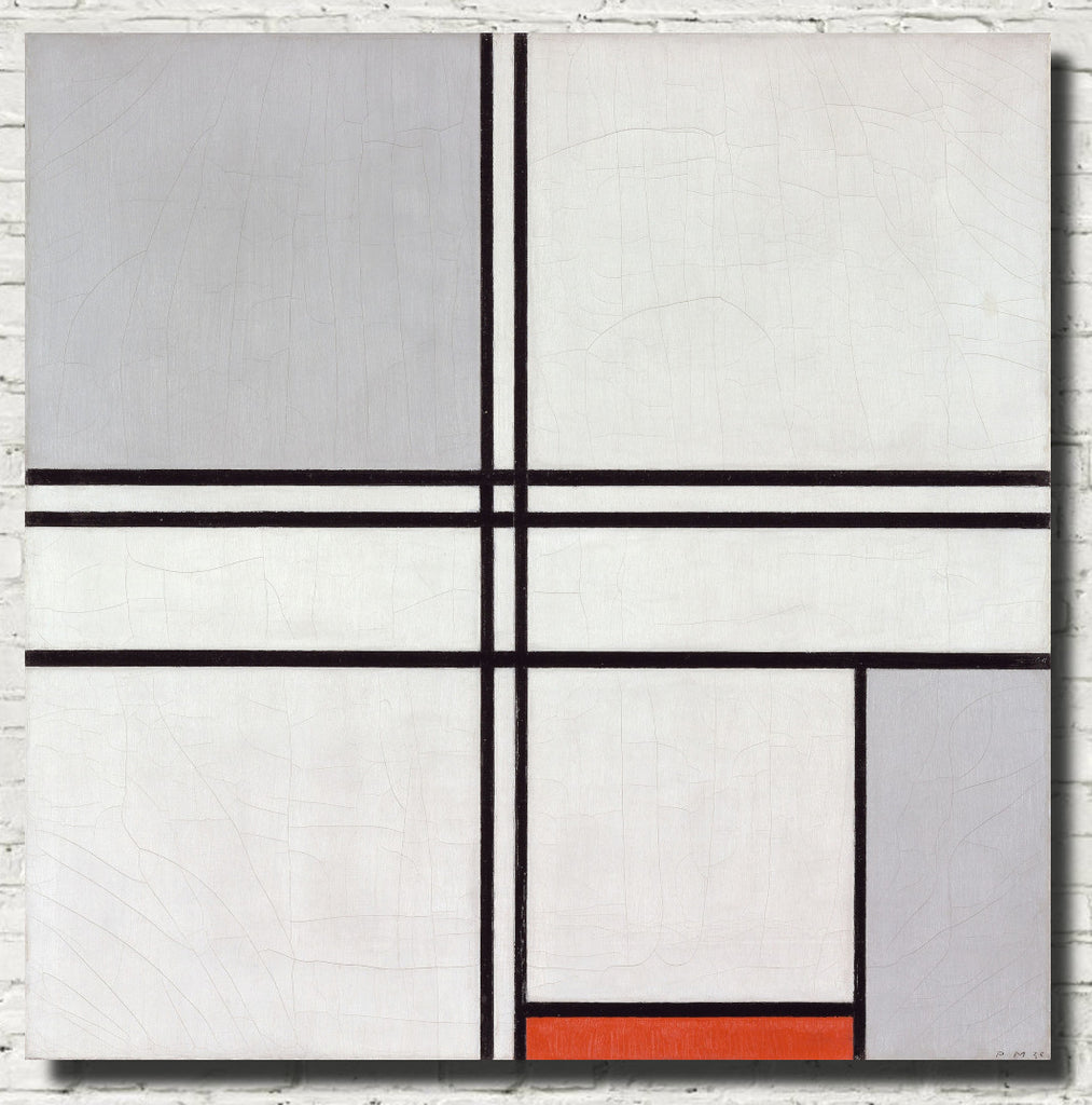 Composition (No. 1) Gray-Red, Piet Mondrian Abstract Fine Art Print