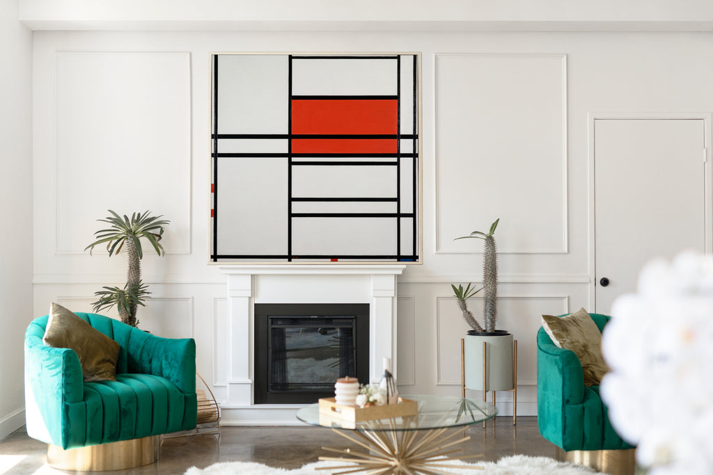 Composition of Red and White; Nom 1,Composition No. 4 with red and blue, Piet Mondrian Abstract Fine Art Print