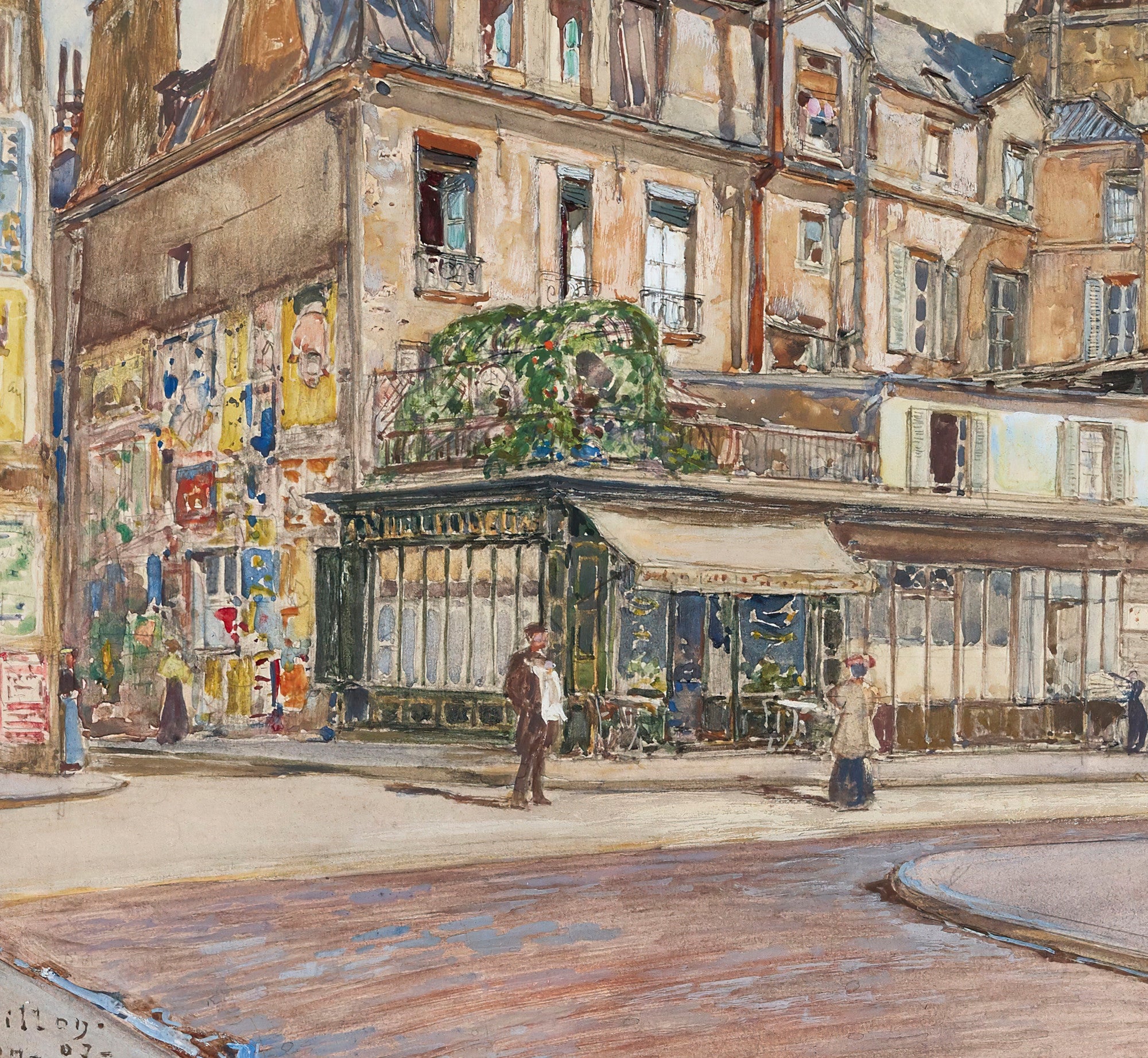 Frederic Anatole Houbron Fine Art Print, Corner rue Mabillon and rue Clément, in 1907. 5th and 6th arrondissements