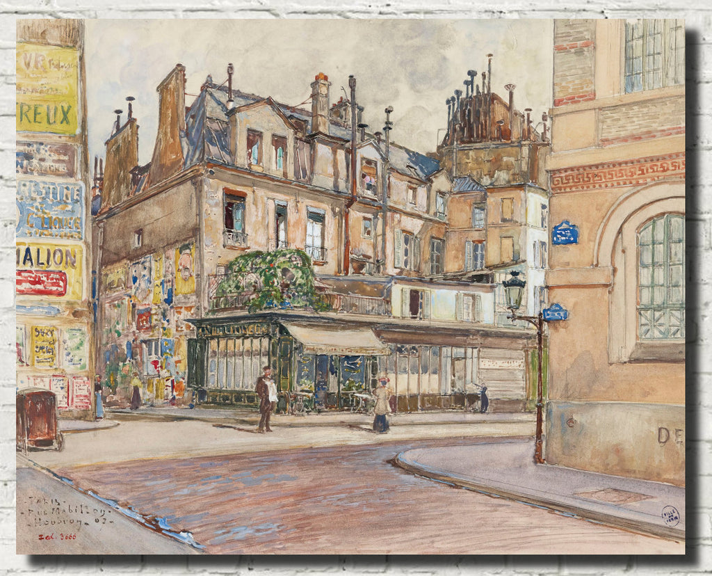 Frederic Anatole Houbron Fine Art Print, Corner rue Mabillon and rue Clément, in 1907. 5th and 6th arrondissements