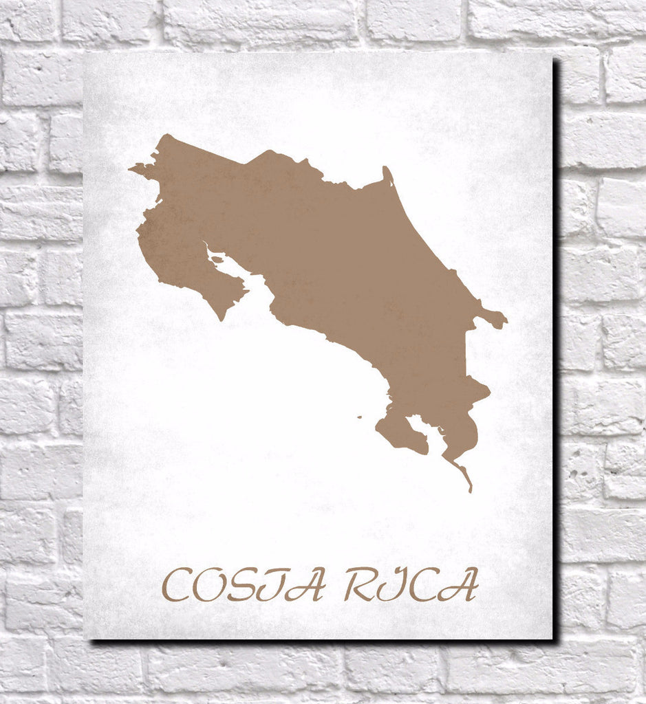 Costa Rica Map Print Outline Wall Map of Costa Rica