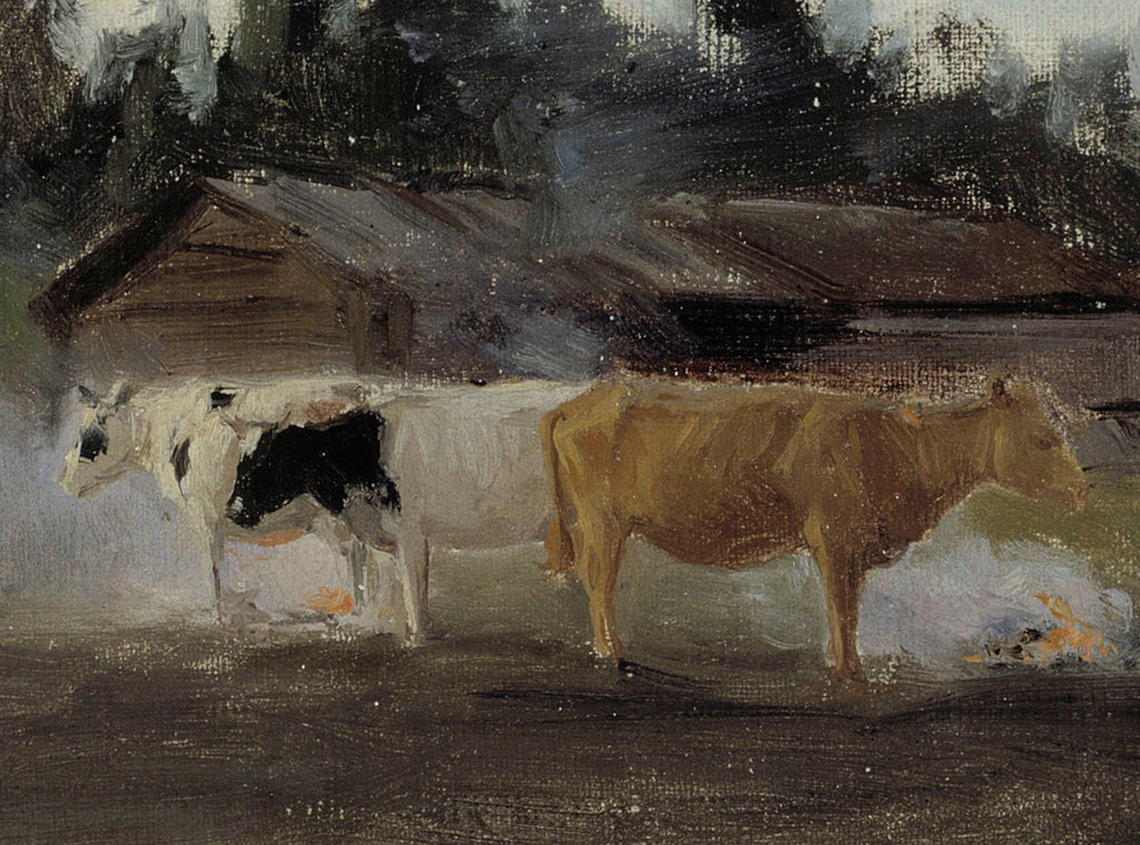 Eero Järnefelt Fine Art Print, Cows in Turf Smoke