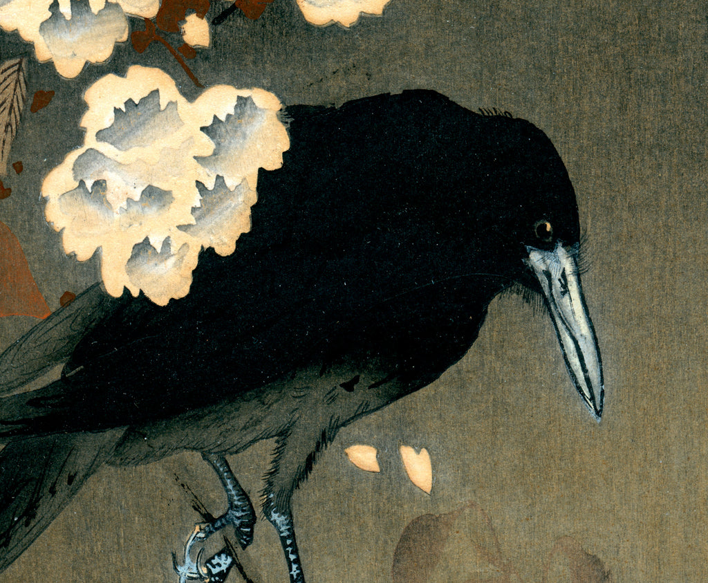 Ohara Koson Japanese Fine Art Print, Crow and Blosom