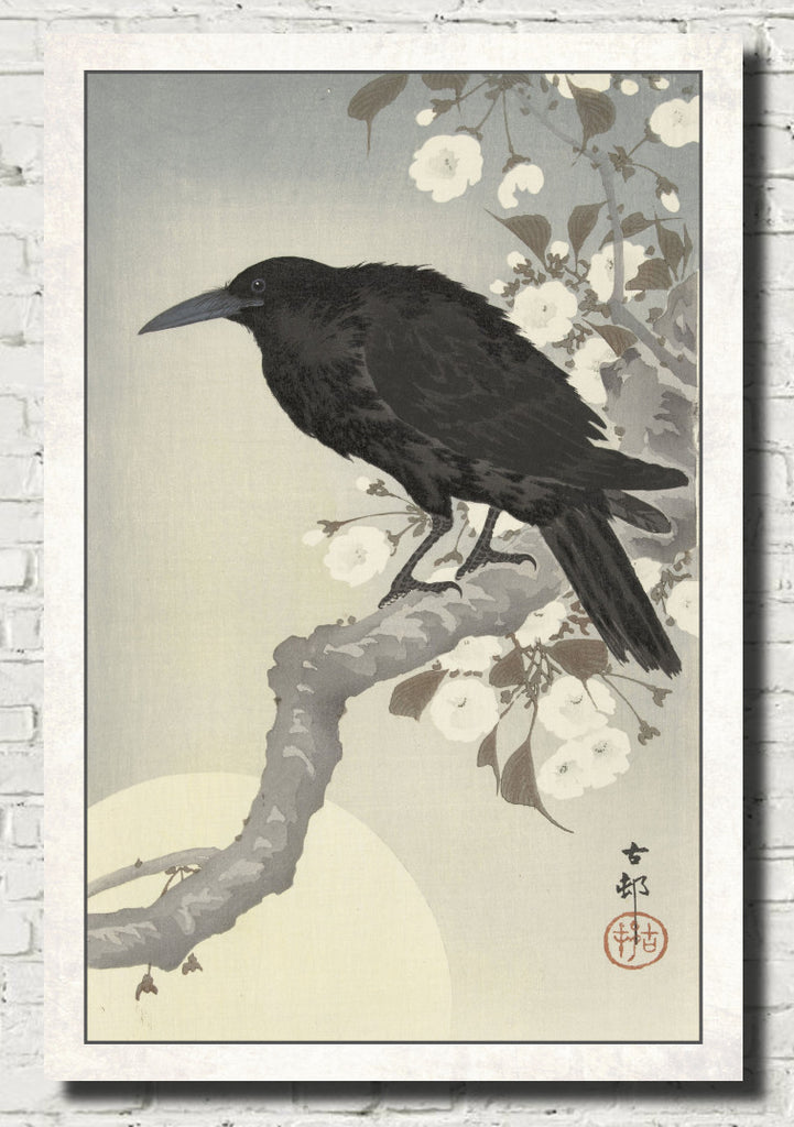 Ohara Koson Japanese Fine Art Print, Crow at full moon