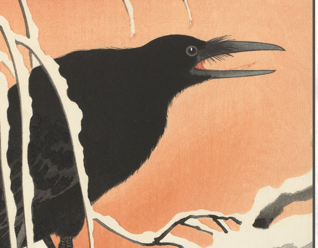 Ohara Koson Japanese Fine Art Print, Crow on Snowy Branch