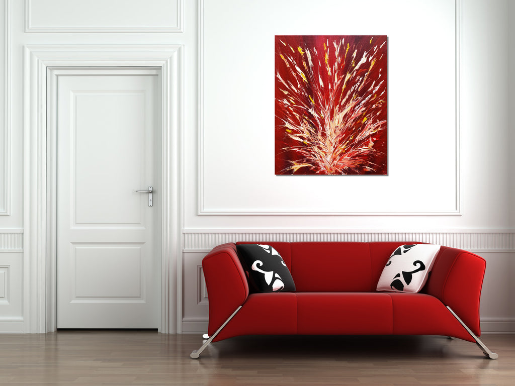 Original Painting James Lucas, Red Sparkler Abstract