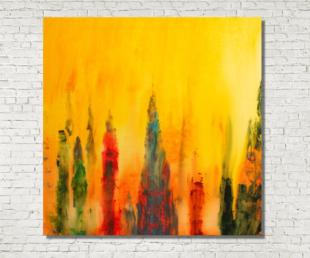 Original Painting James Lucas, Lost Spires Cityscape Abstract