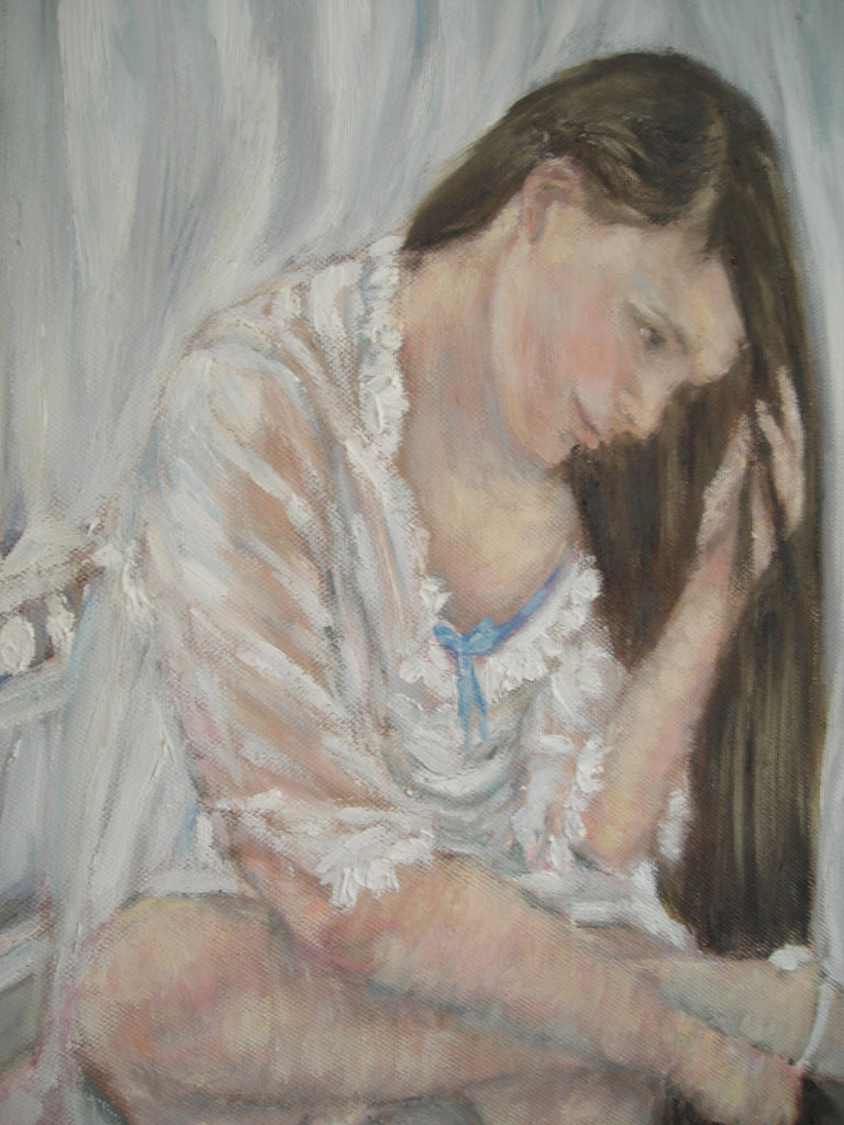 Large Original framed oil painting Figurative art Girl Painting - OnTrendAndFab