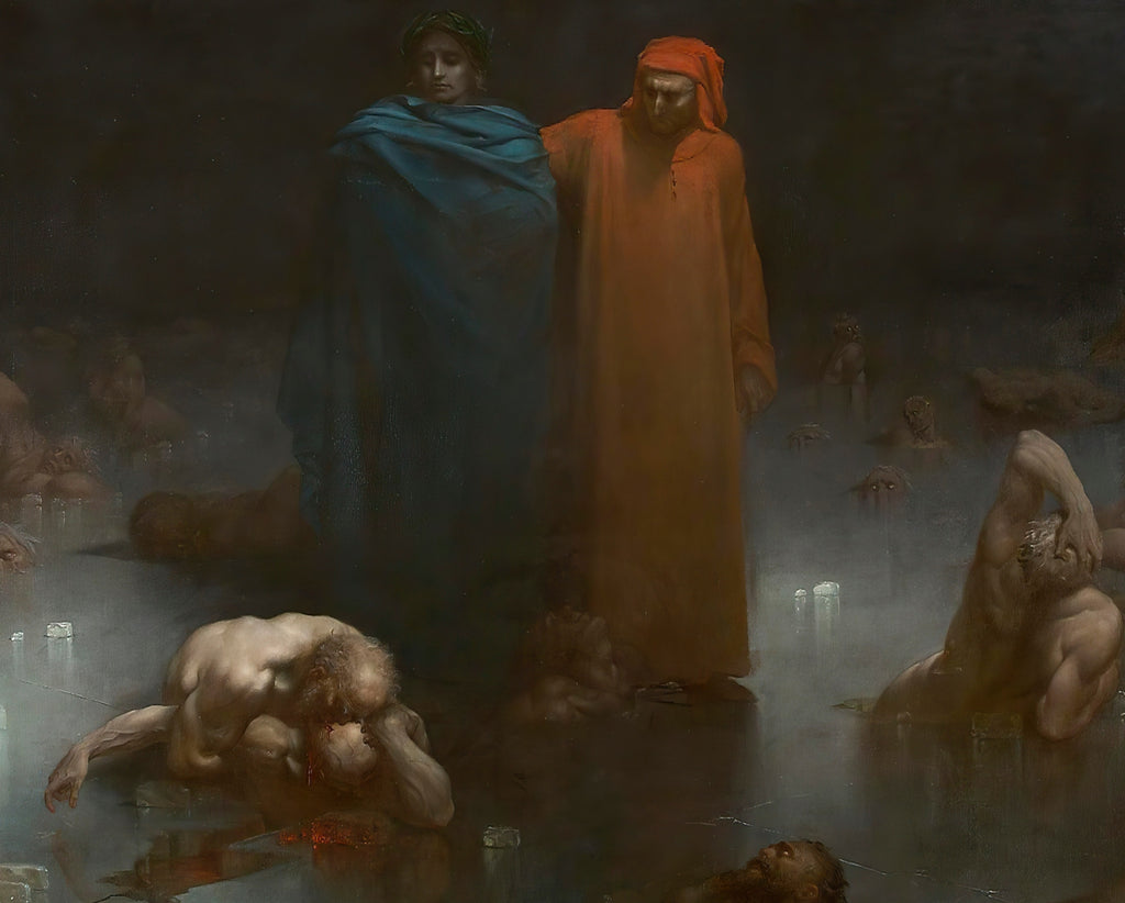 Gustave Dore Fine Art Print : Dante and Virgil in the Ninth Circle of Hell