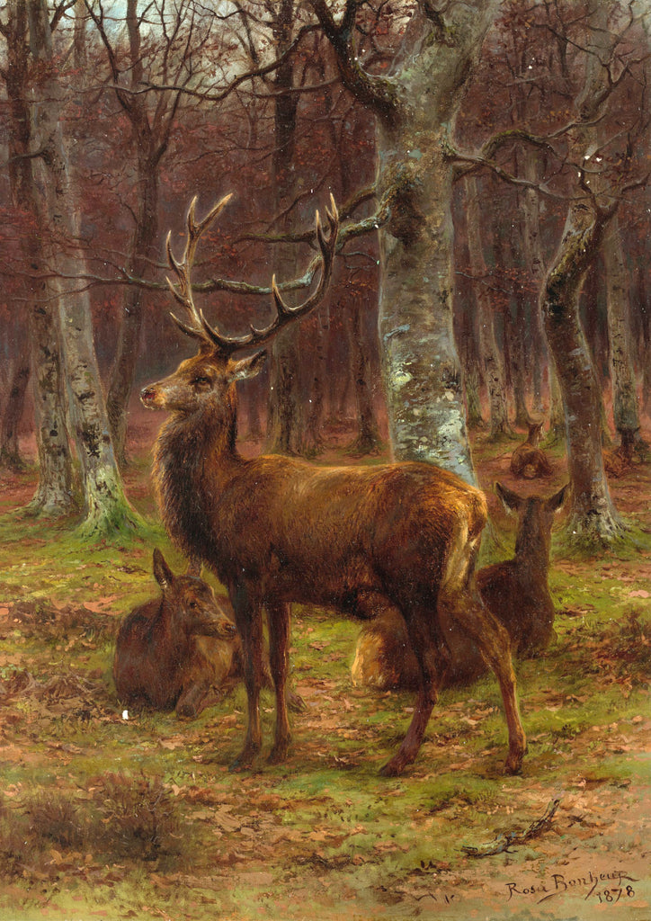 Deer and hinds in the forest, autumn, Rosa Bonheur Print