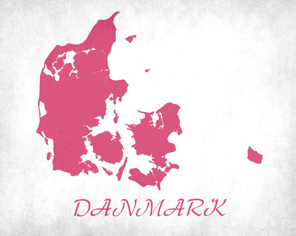 Danish Map Print Outline Wall Map of Denmark