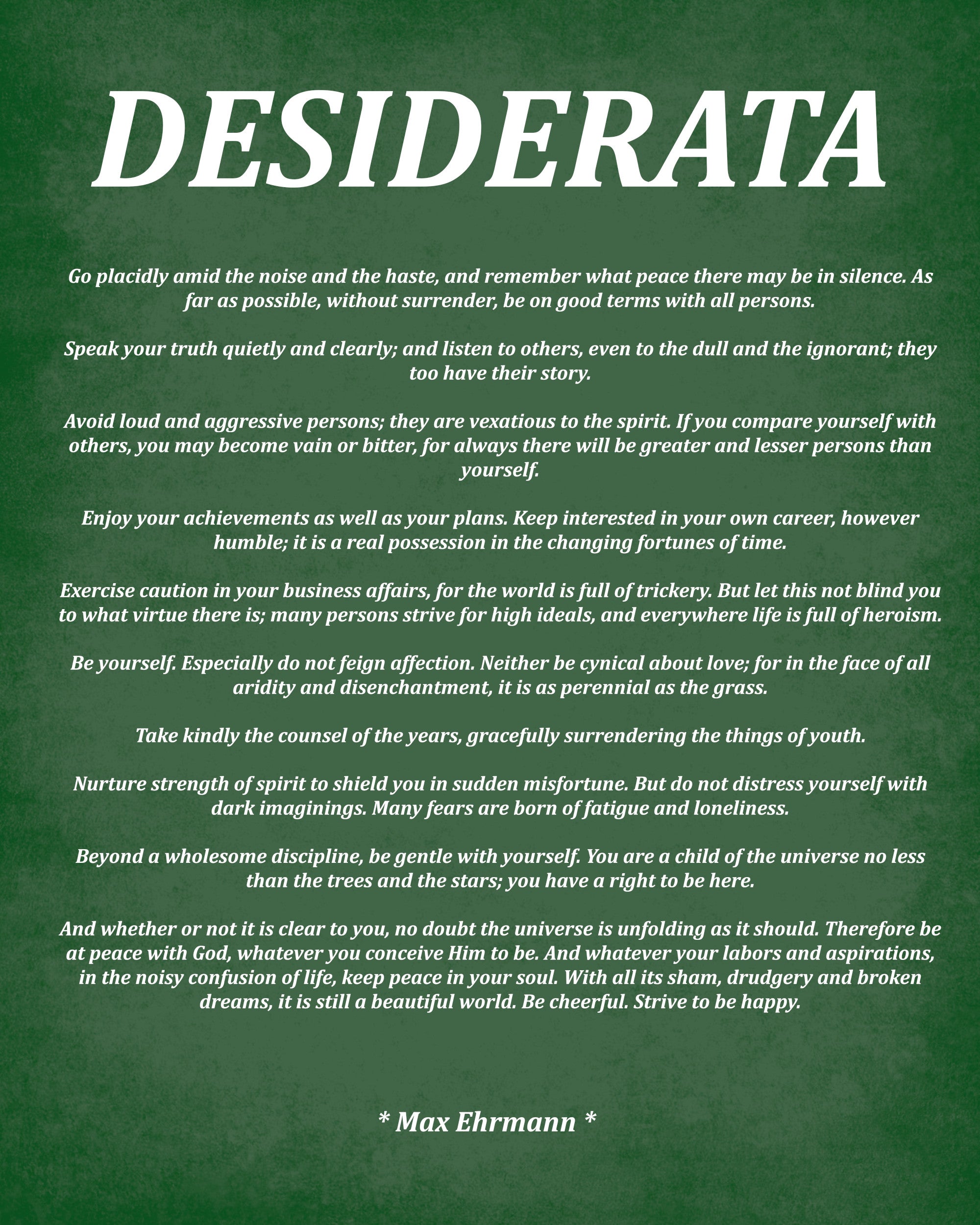 Desiderata by Max Ehrmann, Typography Print