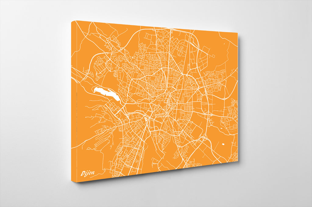 Dijon City Street Map Print Feature Wall Art Poster