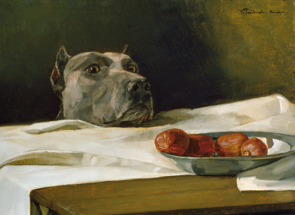 Wilhelm Trubner Fine Art Print, Great Dane with Sausage Bowl