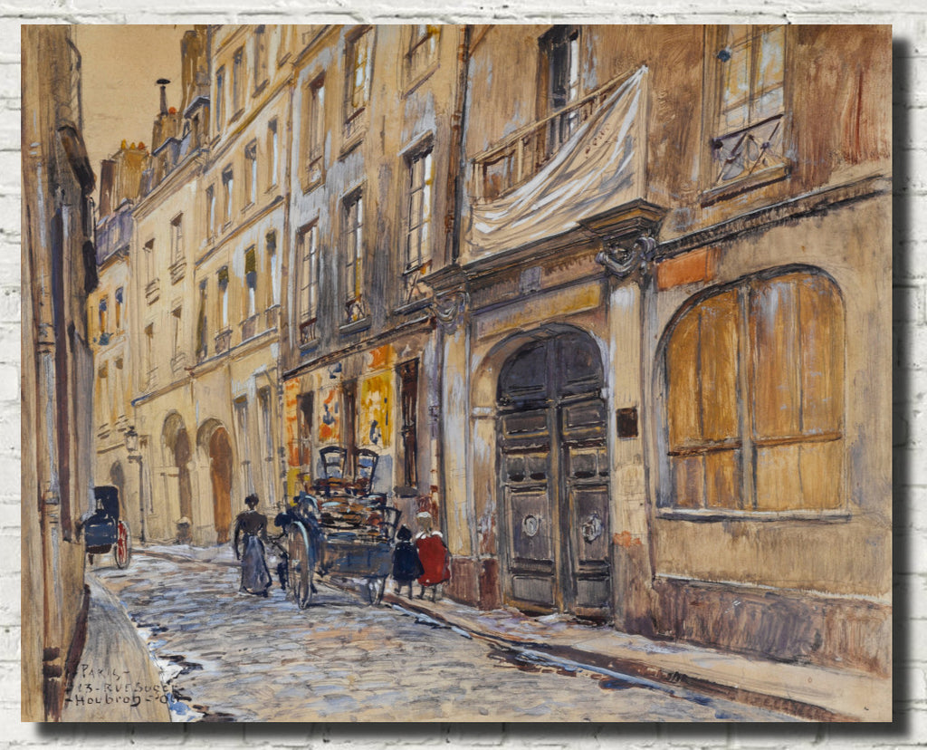 Frederic Anatole Houbron Fine Art Print, Entrance to the old Saint-André cemetery, 13 rue Suger, in 1906. 6th arrondissement