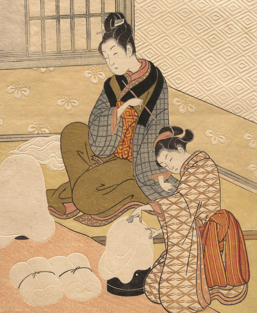 Suzuki Harunobu, Japanese Shunga Art Print : Evening Snow on the Heater