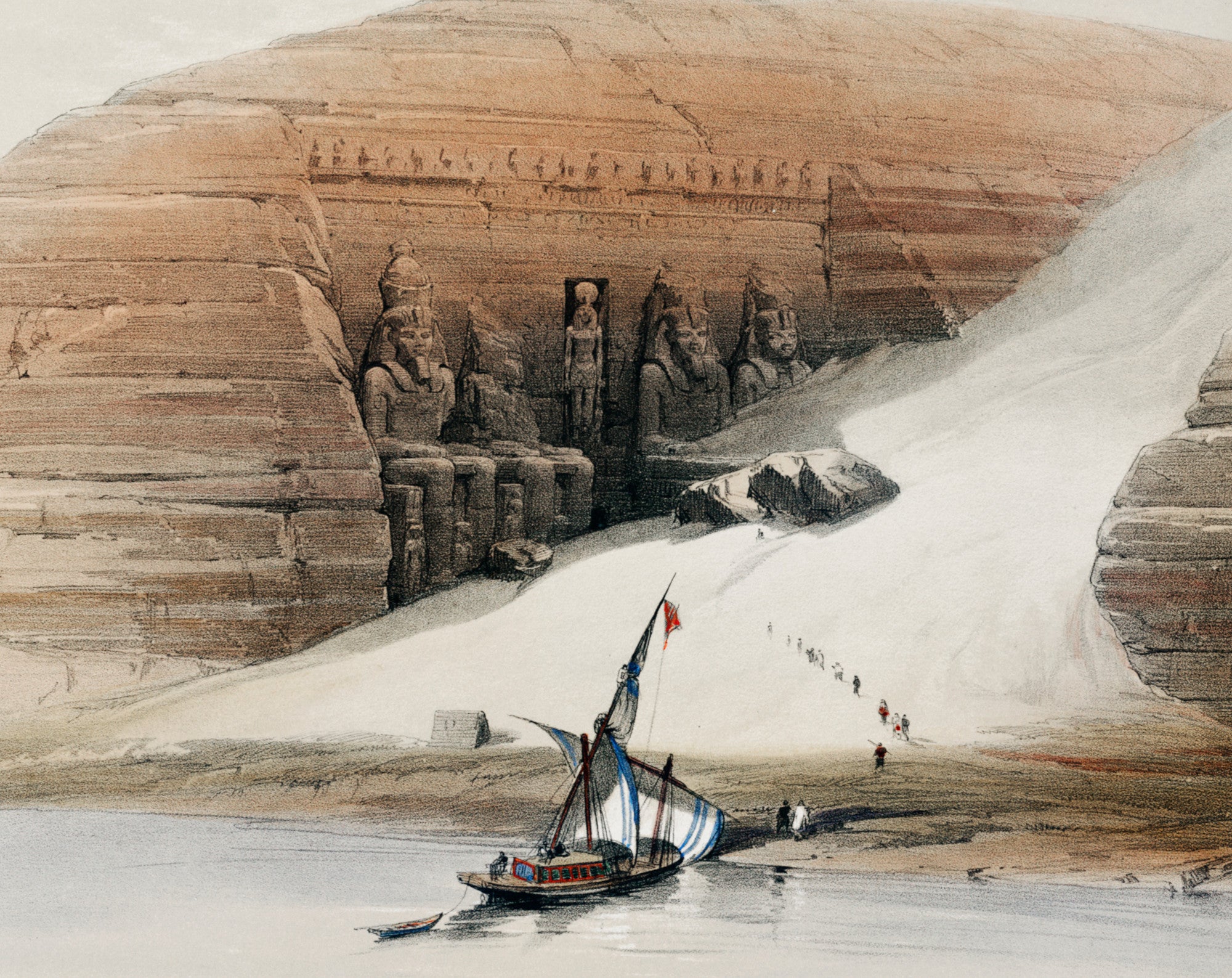 Excavated temples of Abu Simbel, Nubia, David Roberts Fine Art Print