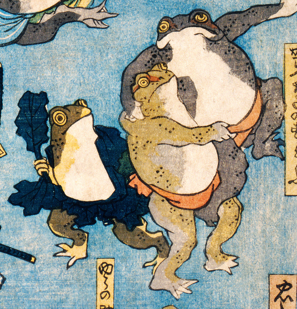 Kabuki Stage Heroes as Frogs, Japanese Fine Art Print, Utagawa Kuniyoshi
