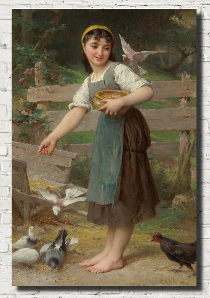 Émile Munier Fine Art Print, Feeding the Doves