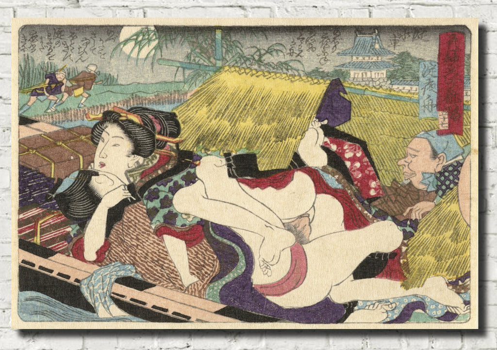 Utagawa Kunisada, Japanese Art Print : Ferry in the Yodo, The erotic road to the capital