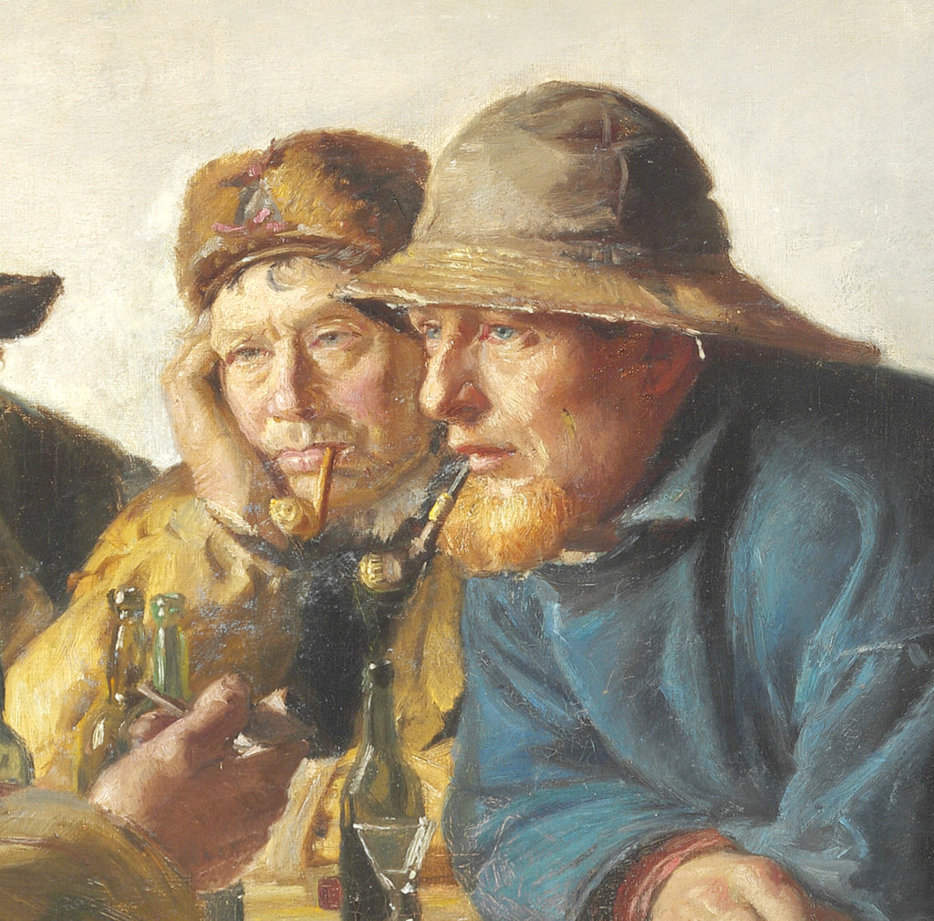 Michael Ancher Fine Art Print, Fishermen Sitting Around a Table Drinking