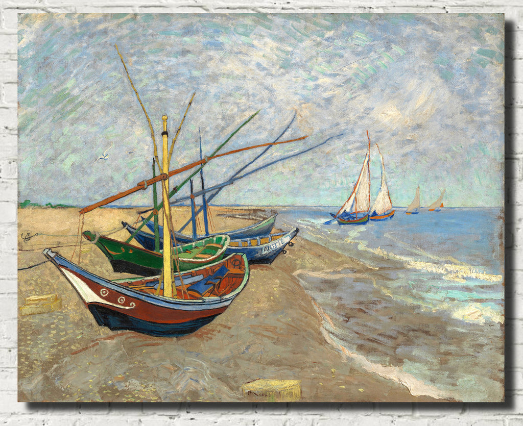 Vincent Van Gogh Fine Art Print, Fishing Boats on the Beach
