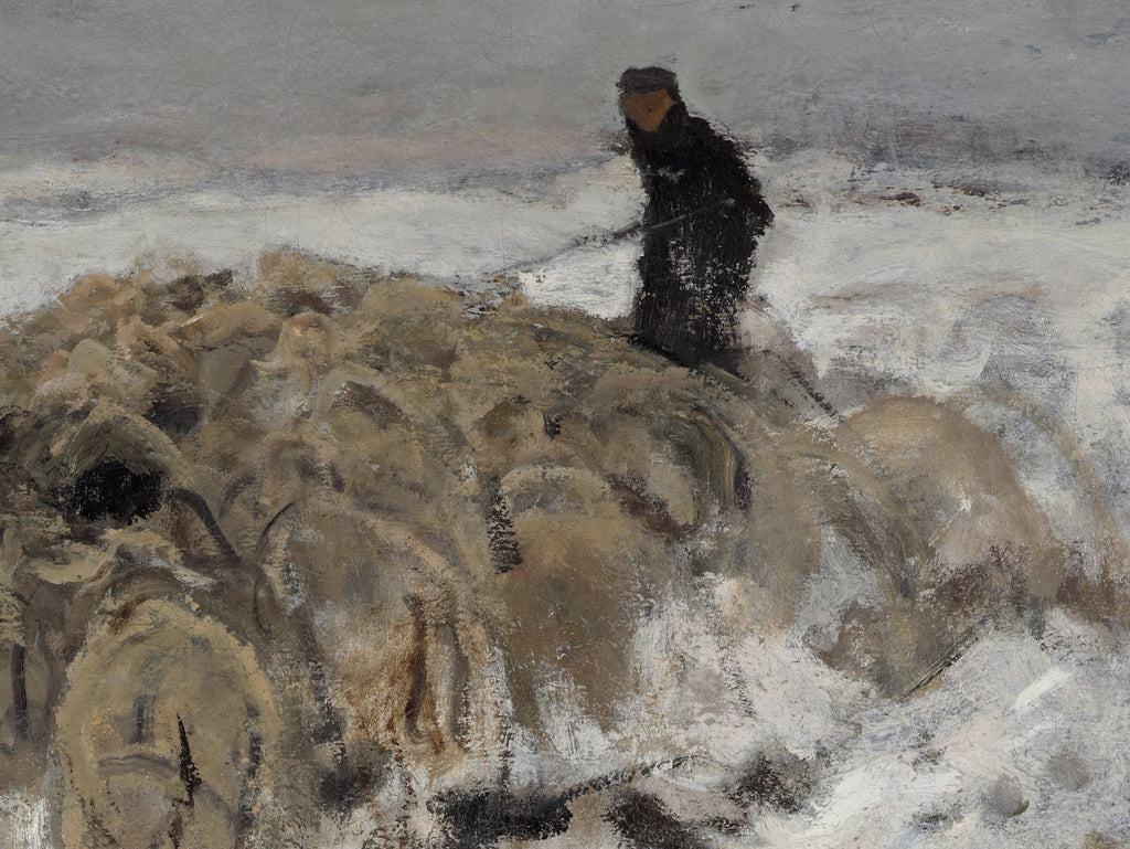 Flock of sheep with shepherd in the snow, Anton Mauve Fine Art Print