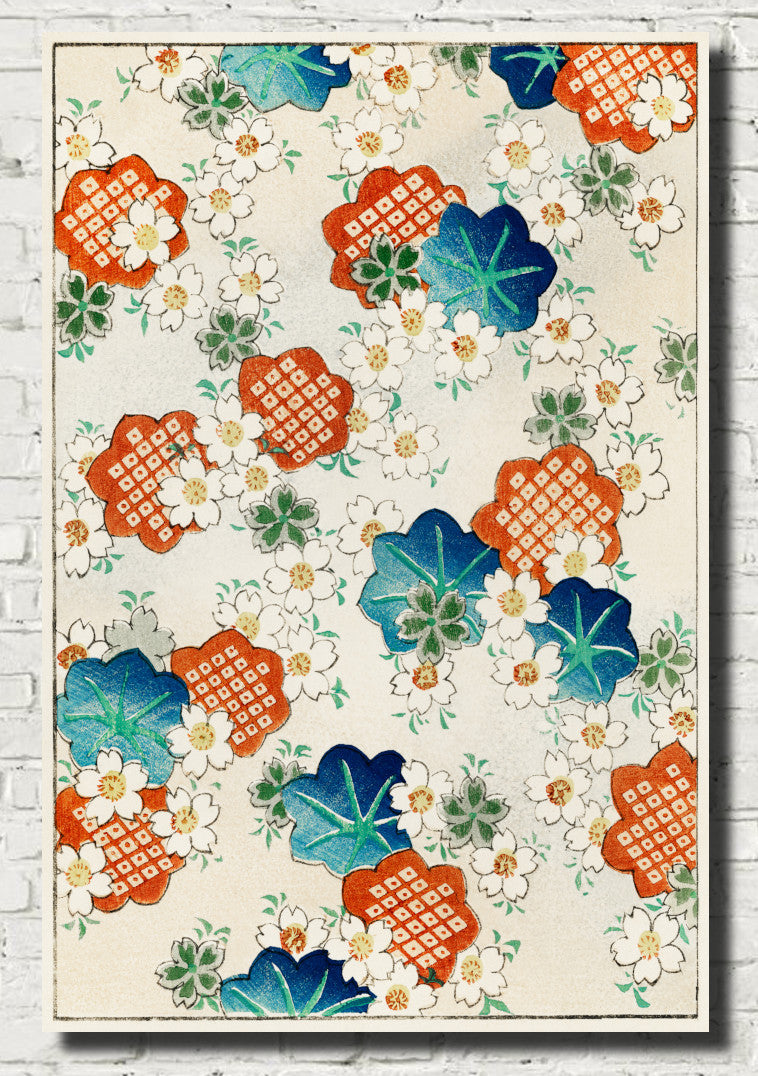 Floral Pattern, Japanese Illustration Print, Watanabe Shōtei