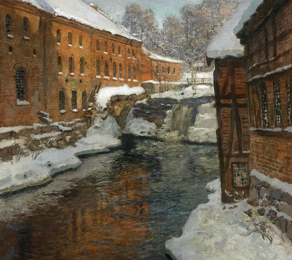 The Akerselven River In The Snow, Frits Thoulow Fine Art Print