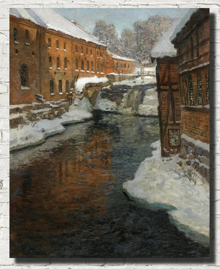 The Akerselven River In The Snow, Frits Thoulow Fine Art Print