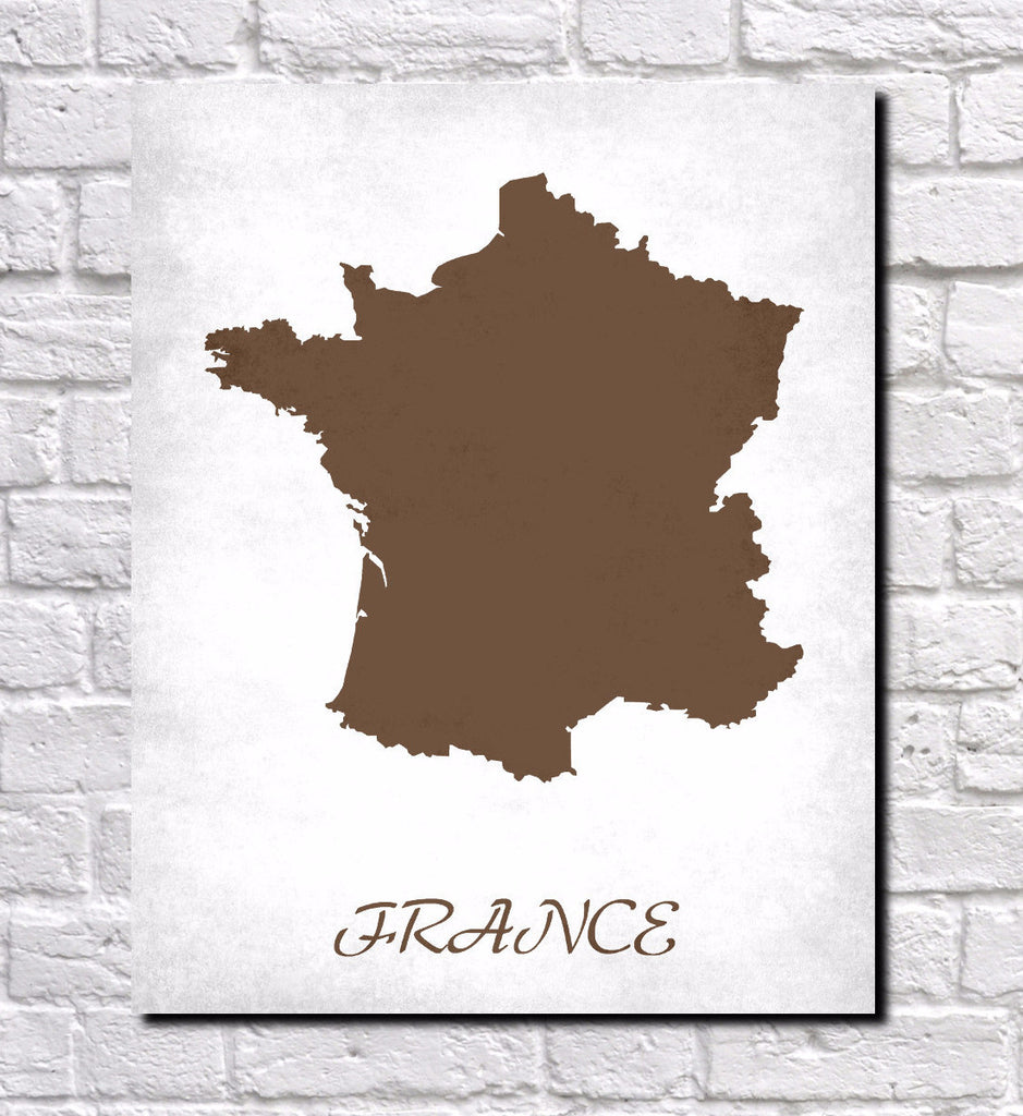 French Map Print Outline Wall Map of France