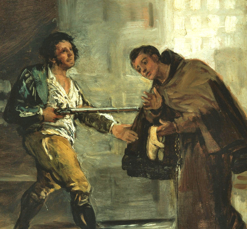 Francisco Goya Fine Art Print, Bullfight, Friar Pedro offers shoes to el Maragato and Prepares to Push Aside his gun