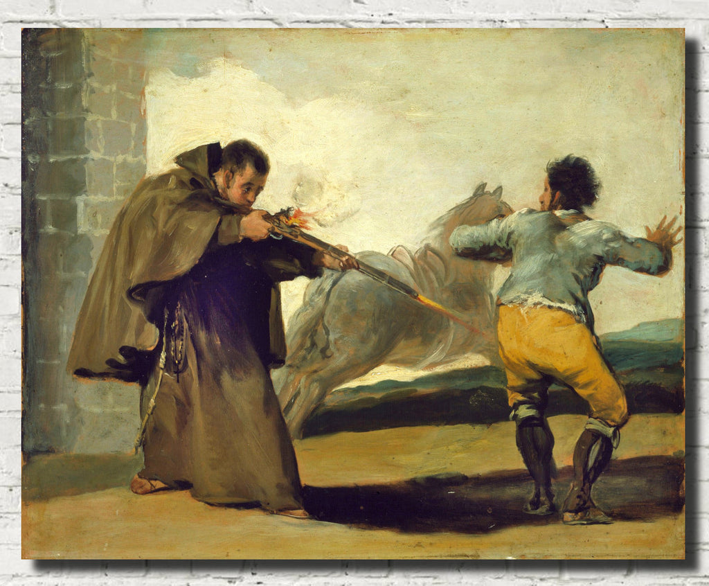 Francisco Goya Fine Art Print, Bullfight, Friar Pedro shoots El Maragato as his horse runs off