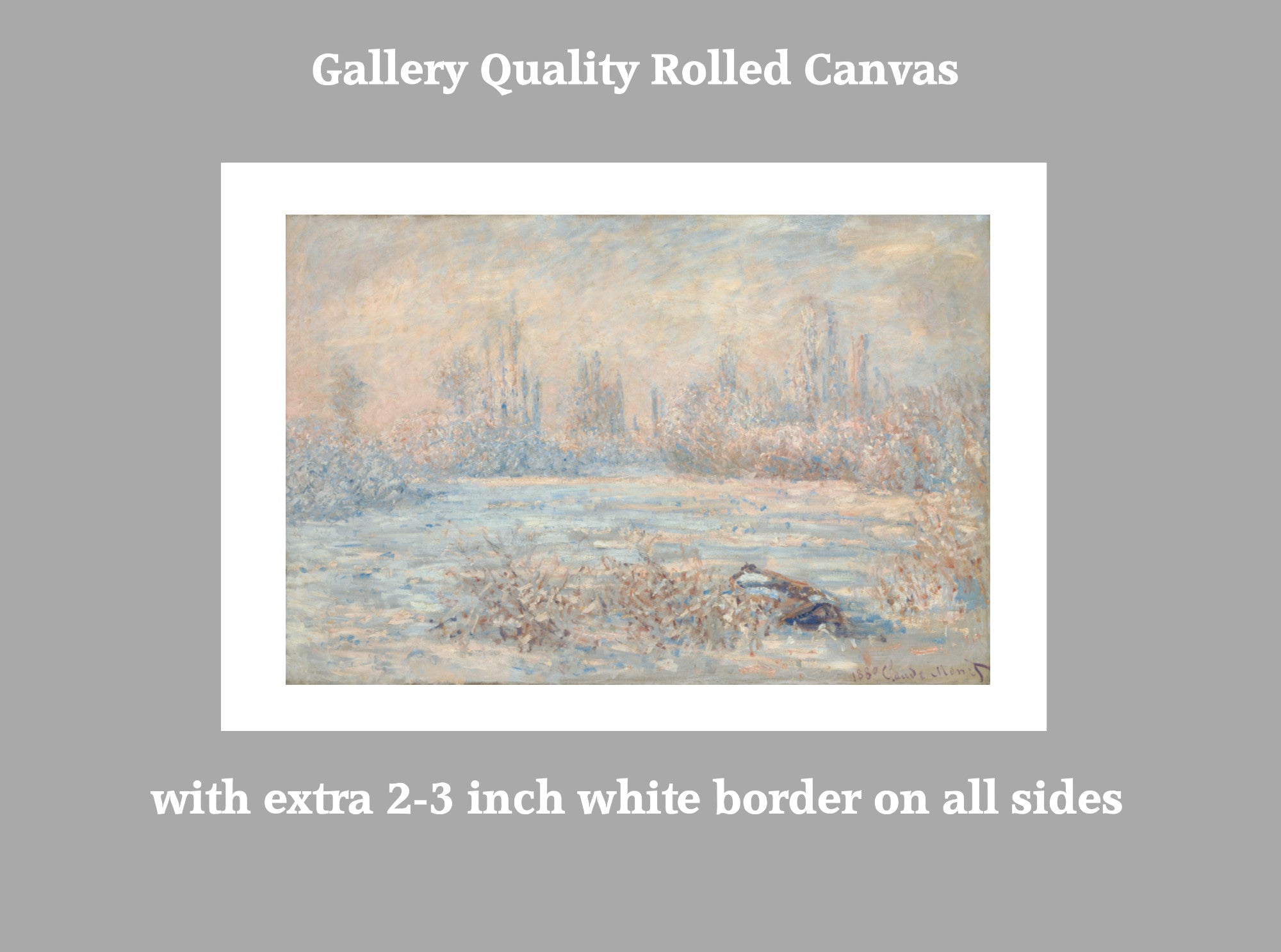 Claude Monet, Frost Landscape, Gallery Quality Canvas Reproduction