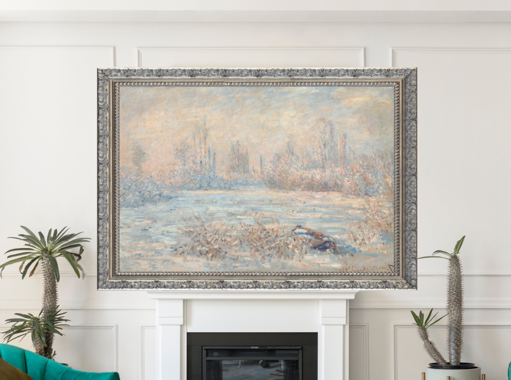 Claude Monet, Frost Landscape, Gallery Quality Canvas Reproduction