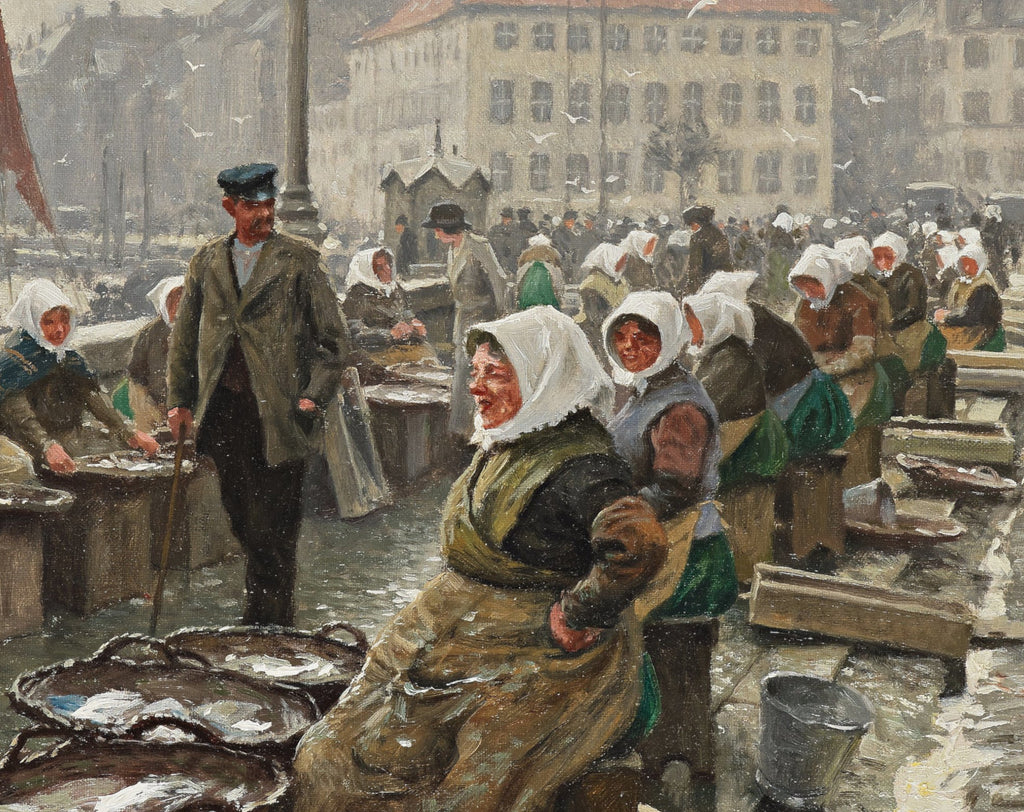 Paul Gustav Fischer Fine Art Print, Gammel Strand Fish Market, Copenhagen