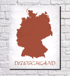 German Map Print Outline Wall Map of Germany