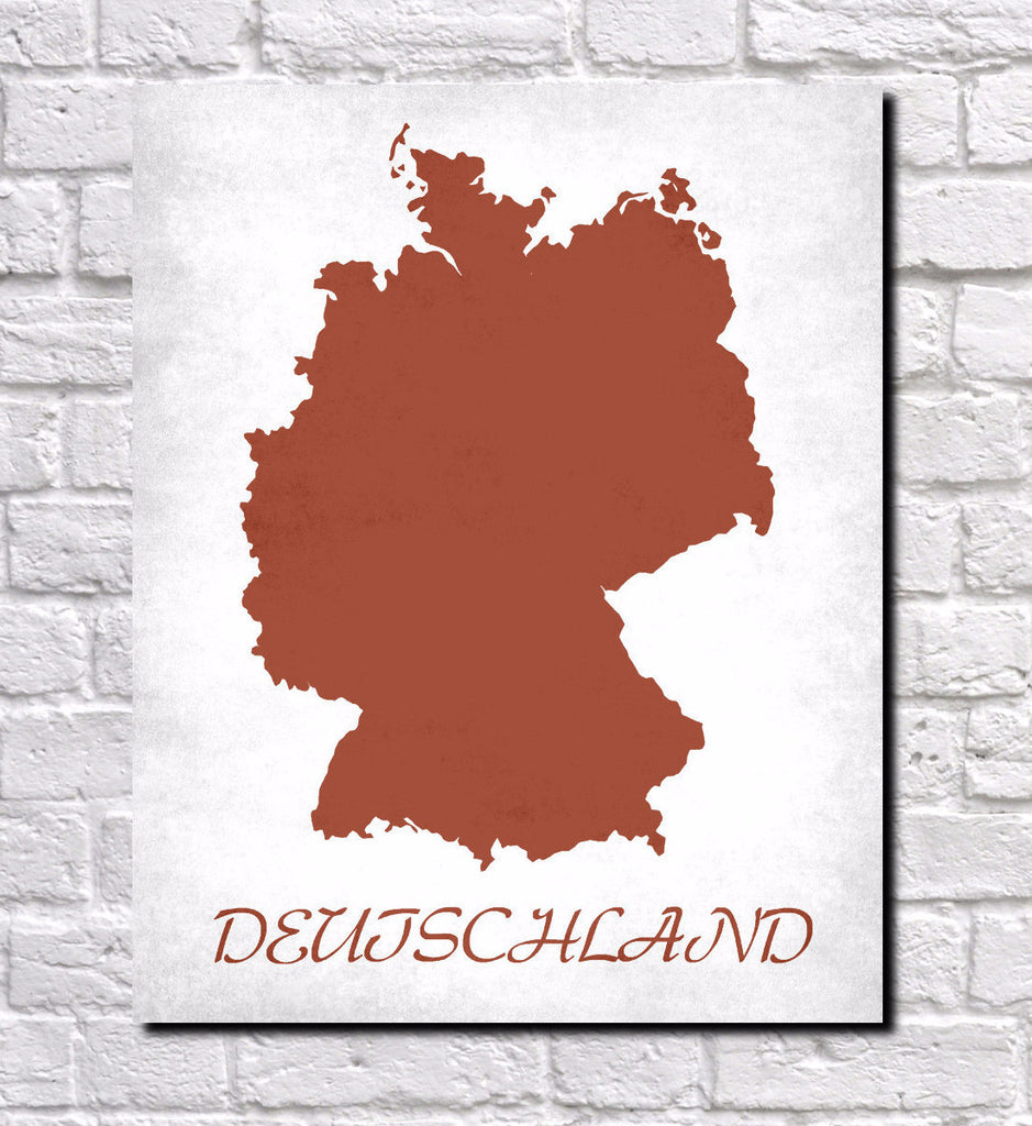German Map Print Outline Wall Map of Germany