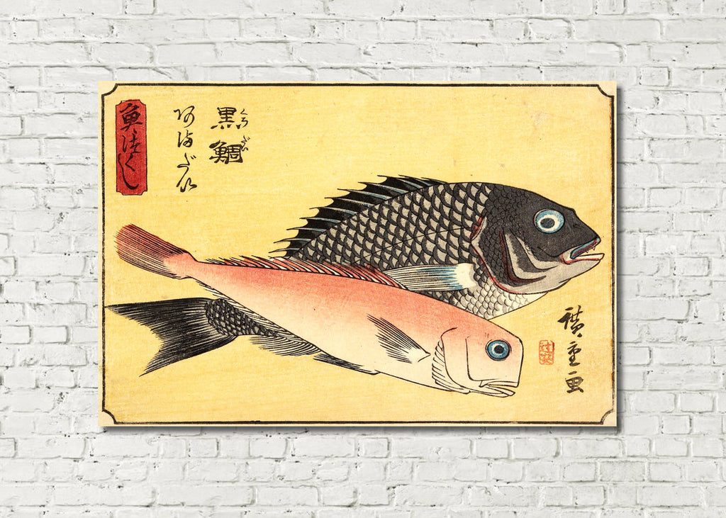 Fish Print Gilthead Tilefish Andō Hiroshige, Japanese Art