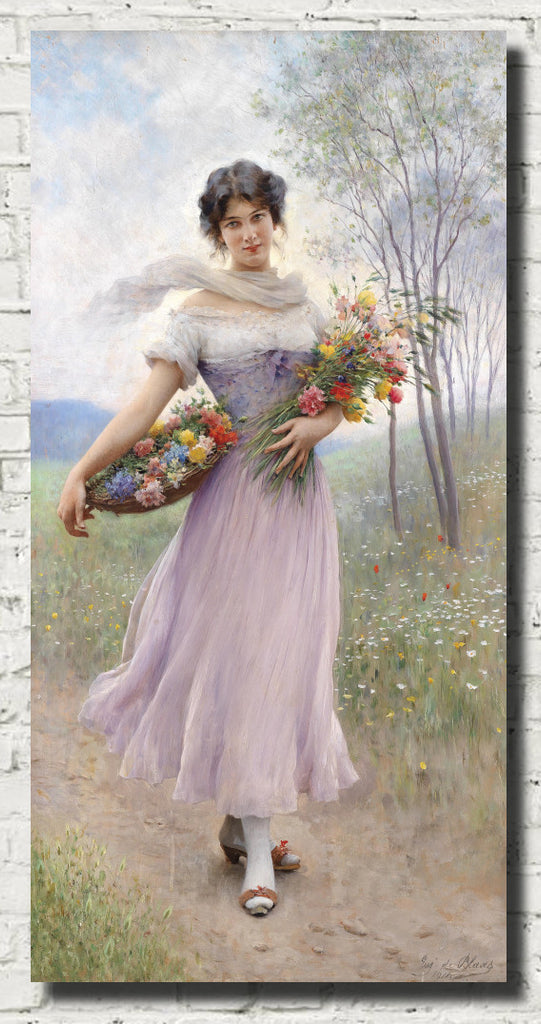 Eugene de Blaas Fine Art Print, Girl in Lilac Dress