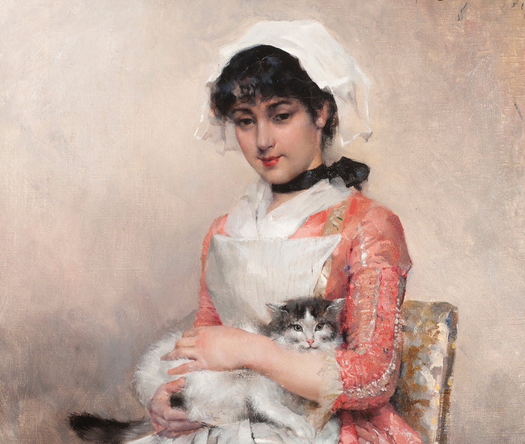 Albert Edelfelt Fine Art Print, Girl With a Cat