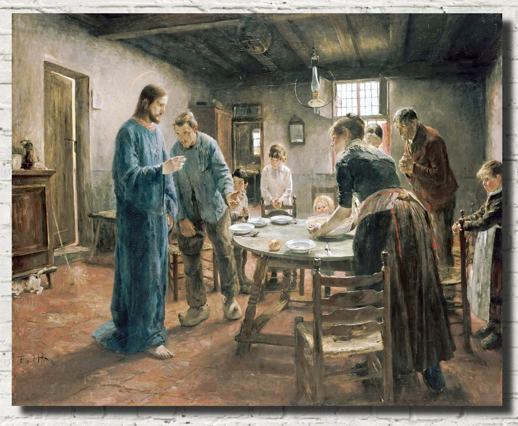Fritz von Uhde Fine Art Print : Grace Before the Meal