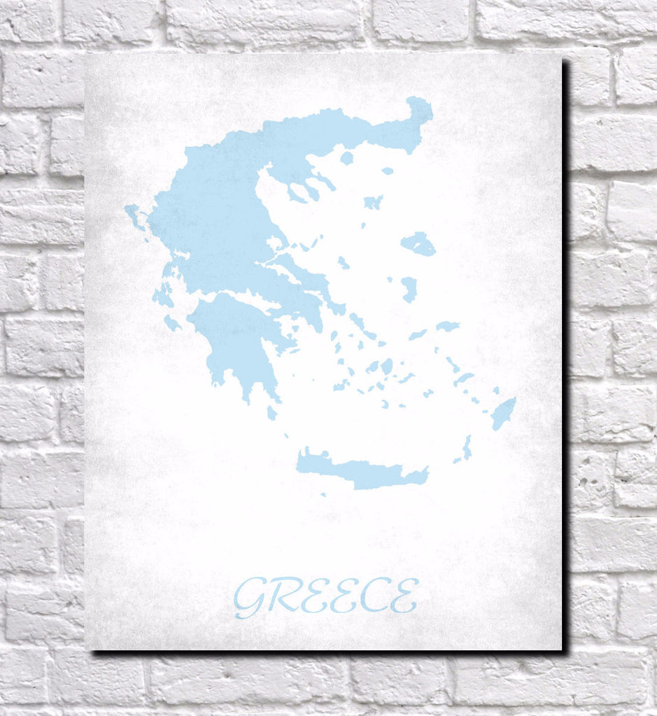Greek Map Print Outline Wall Map of Greece