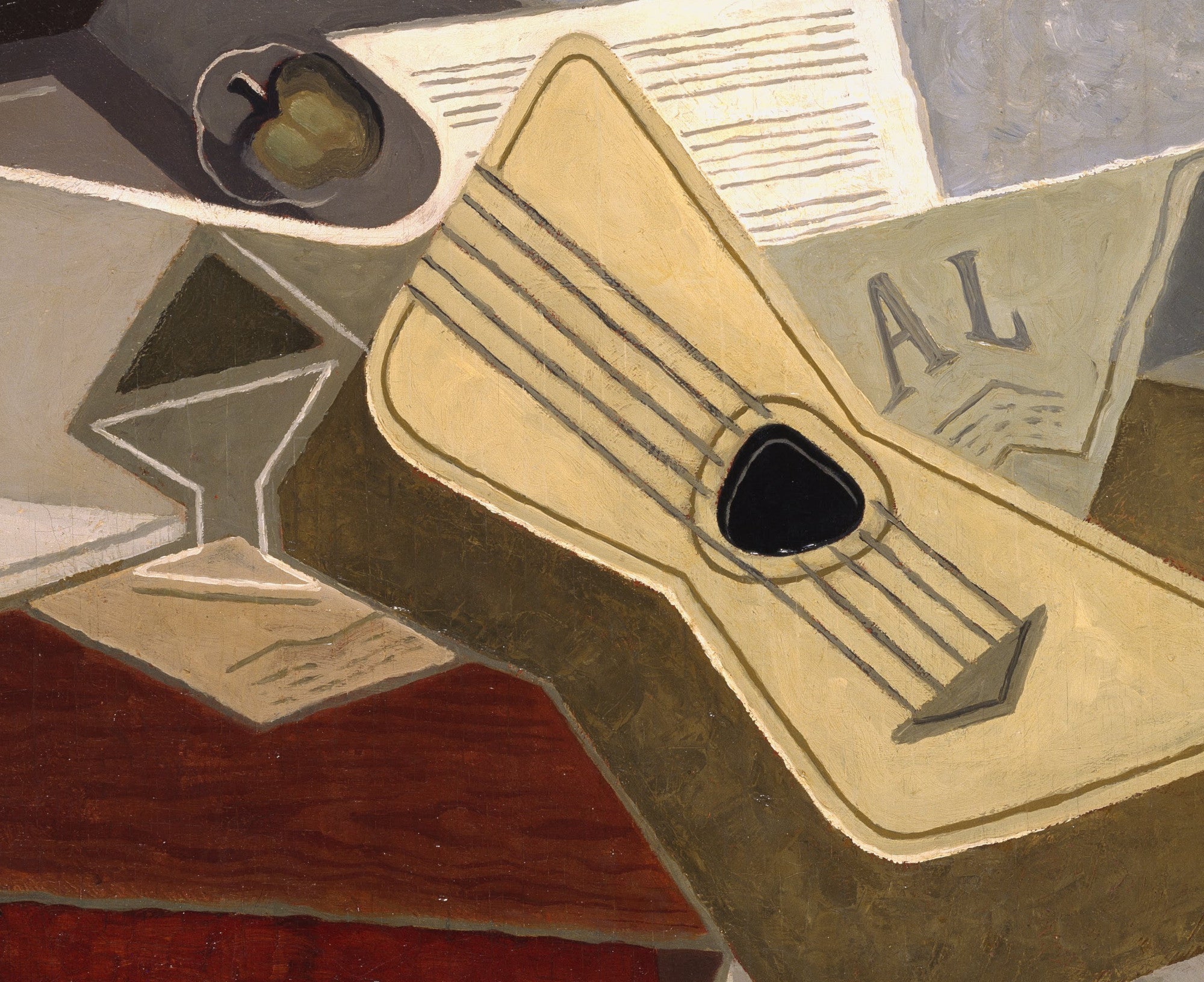 Juan Gris Crystal Cubism Fine Art Print, Guitar and Newspaper